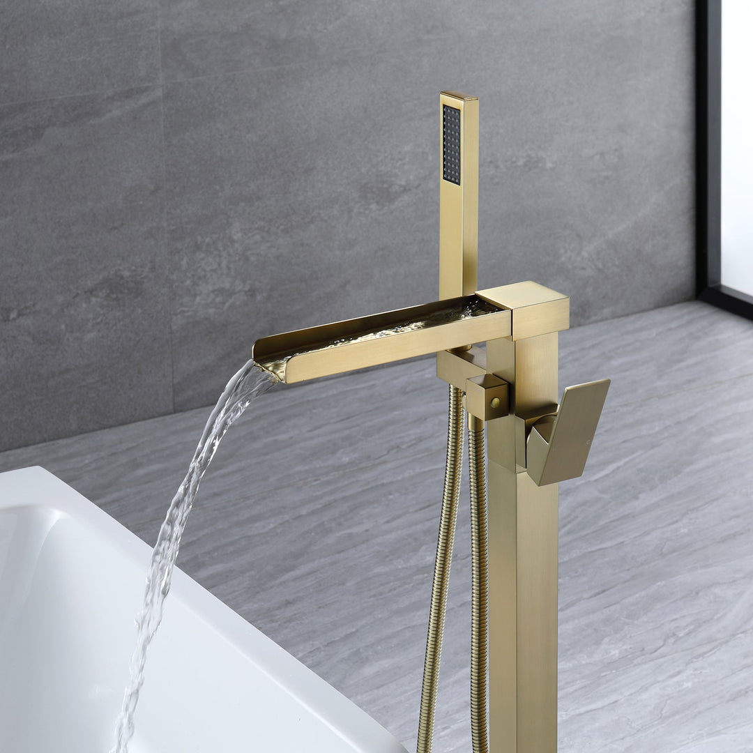 Luxury Freestanding Bathtub Faucet Waterfall Tub Filler With Handheld Shower