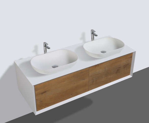 36" Wall Mounted Single Bathroom Vanity with Solid Surface Vanity Top