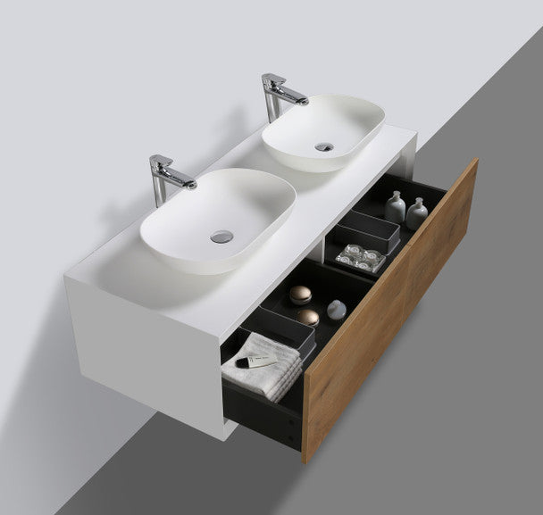 36" Wall Mounted Single Bathroom Vanity with Solid Surface Vanity Top