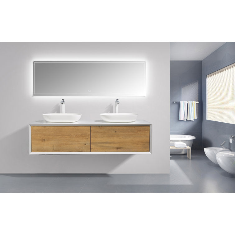 36" Wall Mounted Single Bathroom Vanity with Solid Surface Vanity Top
