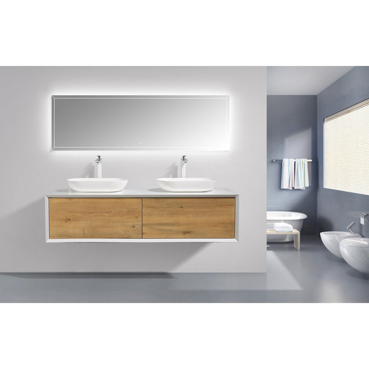 Wall Mounted Single Bathroom Vanity with Solid Surface Vanity Top