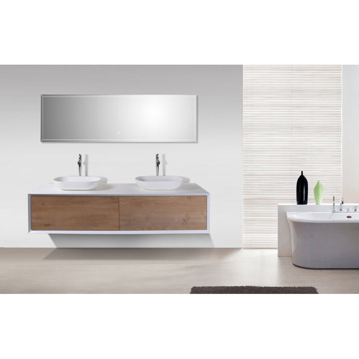 Wall Mounted Single Bathroom Vanity with Solid Surface Vanity Top