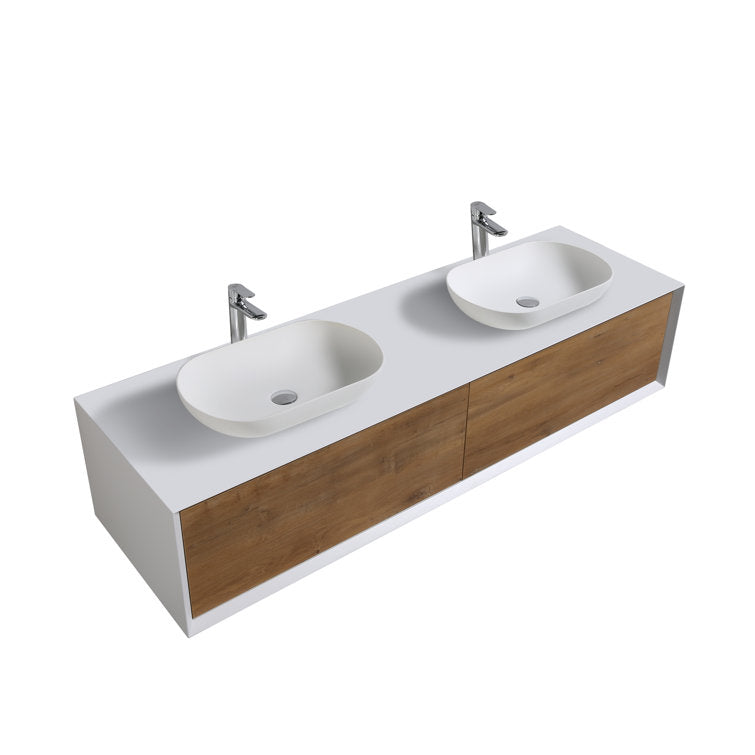 36" Wall Mounted Single Bathroom Vanity with Solid Surface Vanity Top