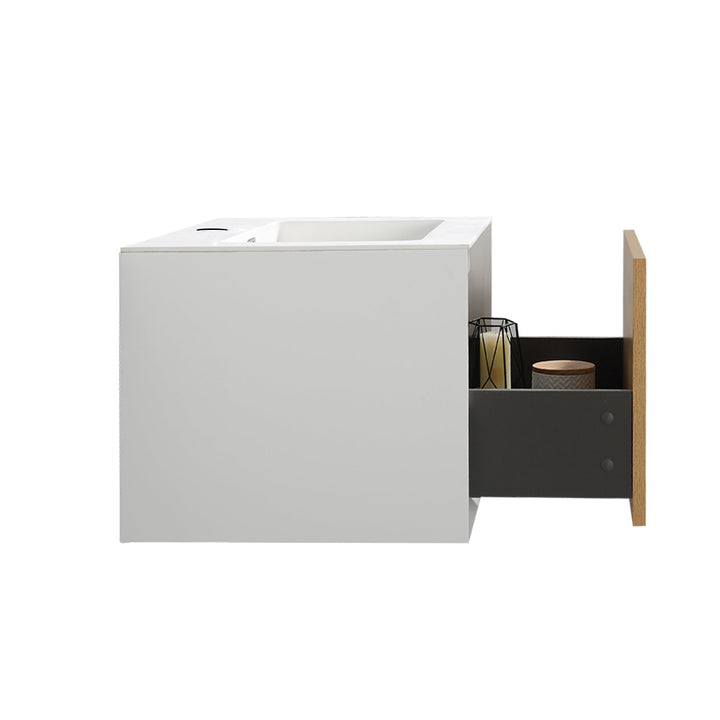 29.5 in. W x 19.1 in D. x 16.7 in. H Bath Vanity in Natural and White with White Vanity Top with White Basin