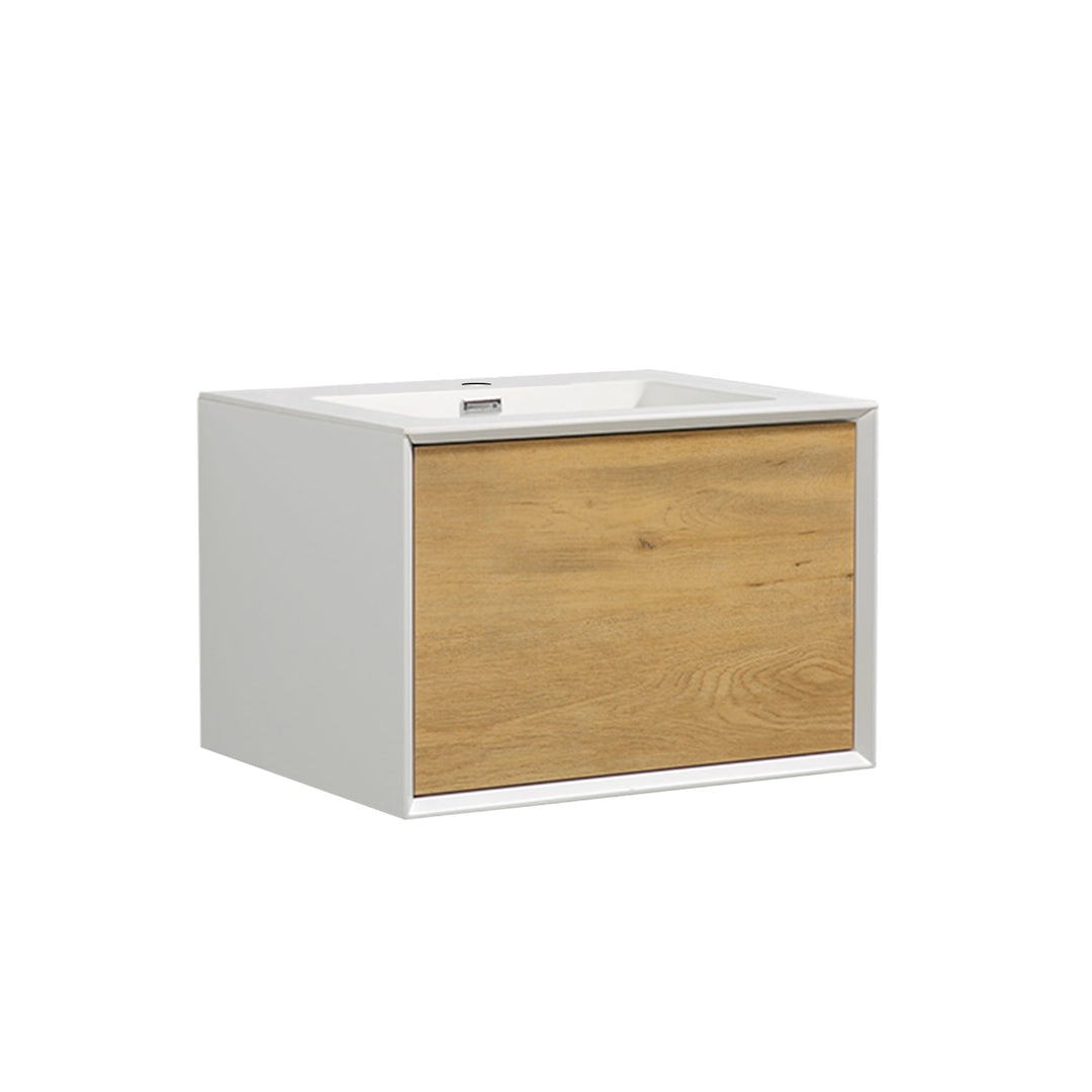 29.5 in. W x 19.1 in D. x 16.7 in. H Bath Vanity in Natural and White with White Vanity Top with White Basin
