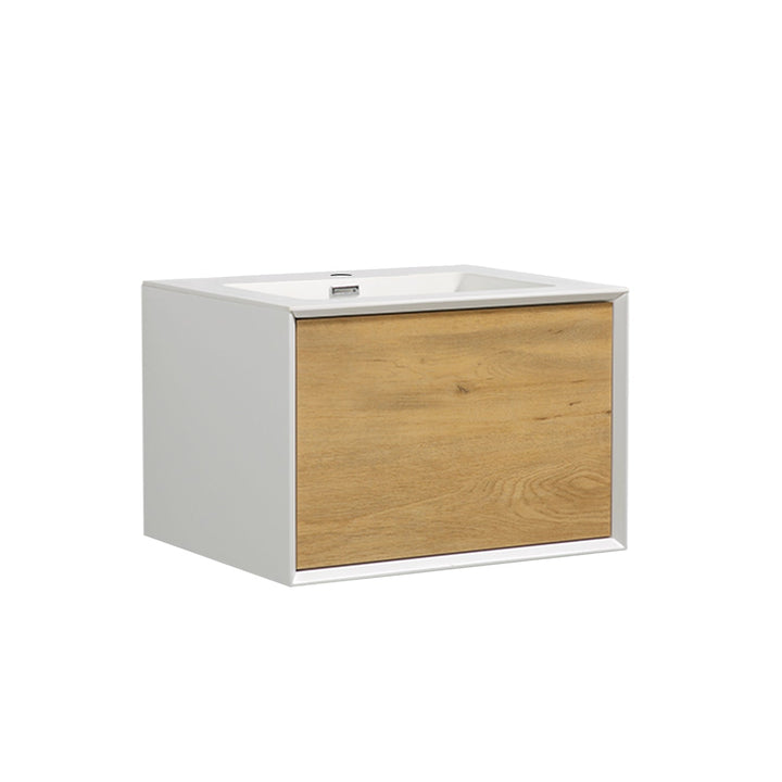 29.5 in. W x 19.1 in D. x 16.7 in. H Bath Vanity in Natural and White with White Vanity Top with White Basin