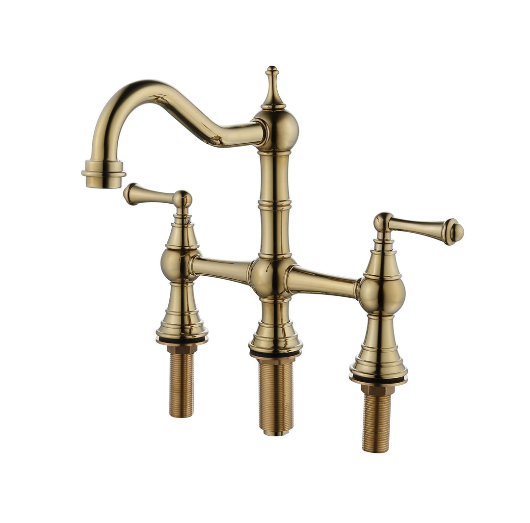 2 Handles 4 Holes Antique Classic Heritage Deck-Mount Kitchen Sink Faucet