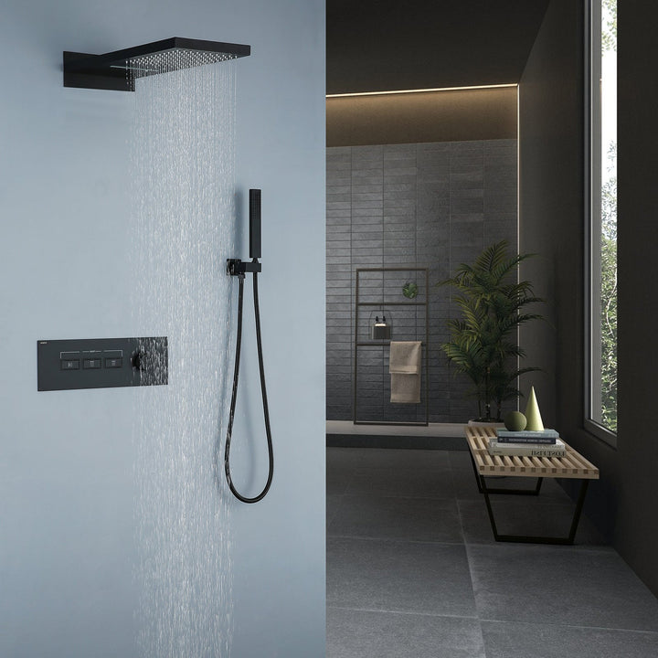 Waterfall And Rainfall Shower System With Thermostatic Concealed Shower Valve