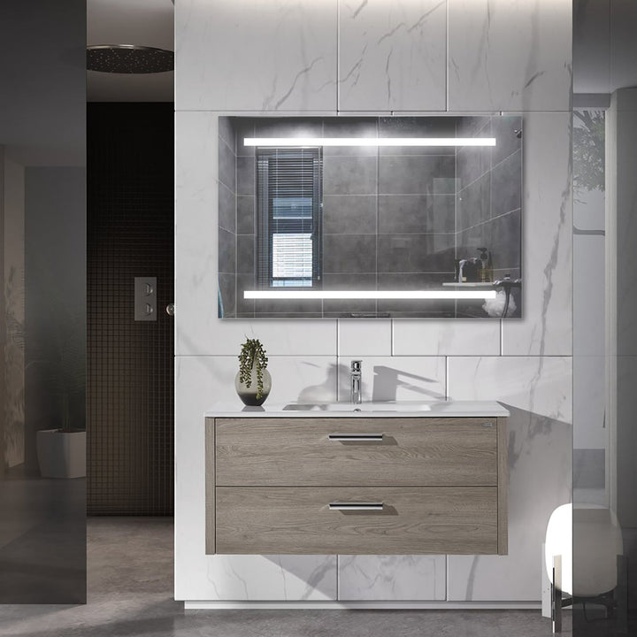 24 in. W x 36 in. H Frameless LED Single Bathroom Vanity Mirror in Polished Crystal