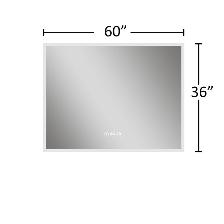 60 in. W x 36 in. H Frameless LED Single Bathroom Vanity Mirror in Polished Crystal
