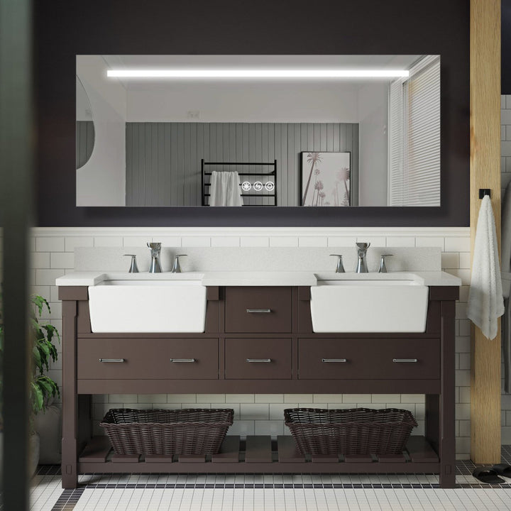 72 in. W x 30 in. H Frameless LED Single Bathroom Vanity Mirror