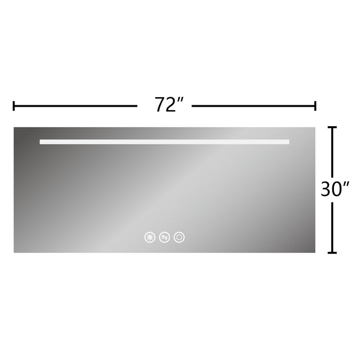 72 in. W x 30 in. H Frameless LED Single Bathroom Vanity Mirror