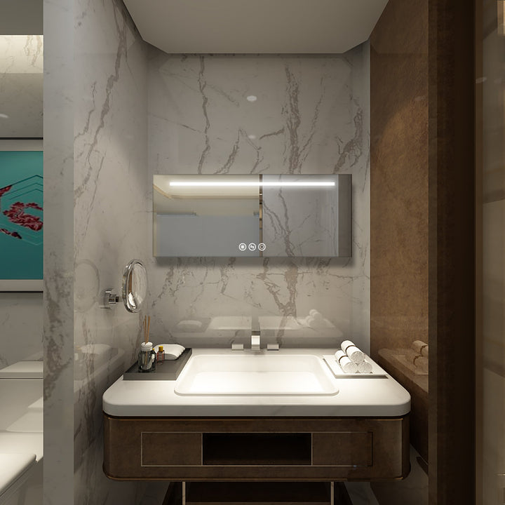72 in. W x 30 in. H Frameless LED Single Bathroom Vanity Mirror