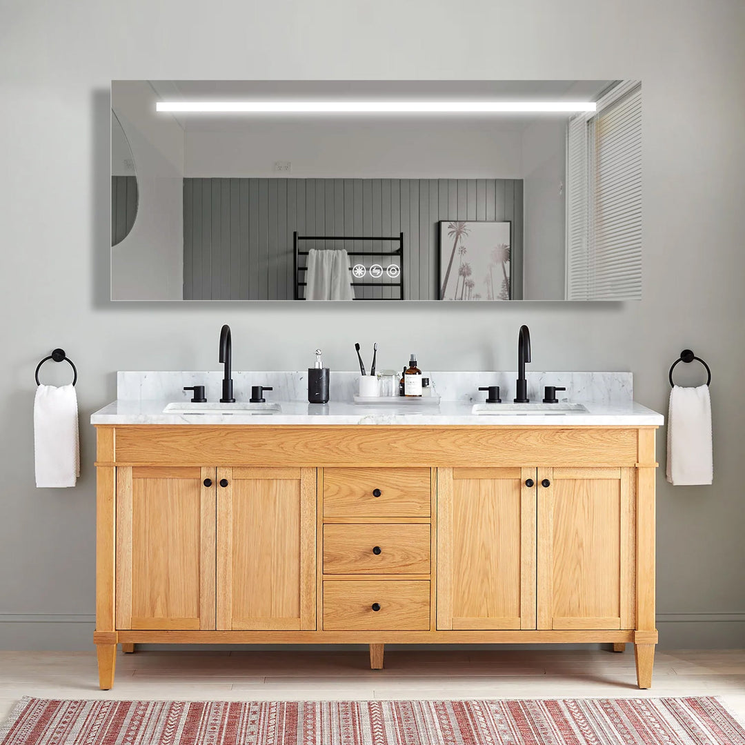 72 in. W x 30 in. H Frameless LED Single Bathroom Vanity Mirror