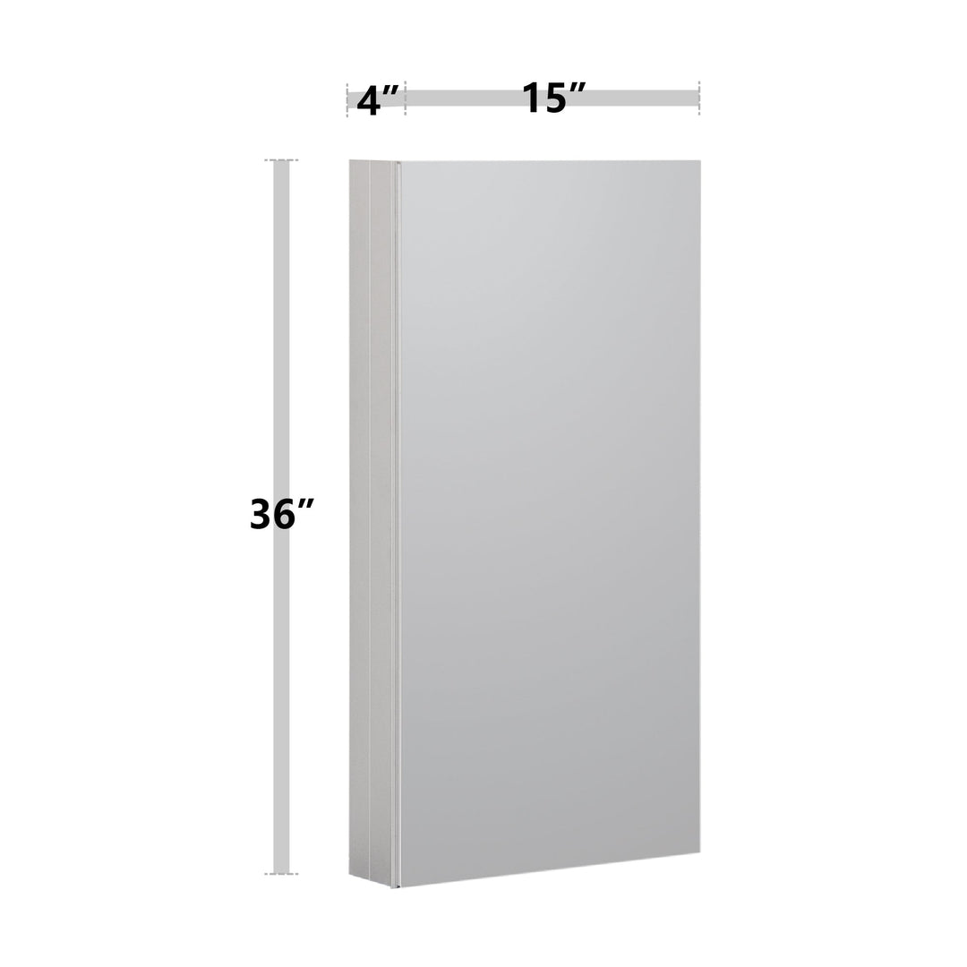 15 in. x 36 in. Frameless Recessed or Surface-Mount Beveled Single Mirror Bathroom Medicine Cabinet