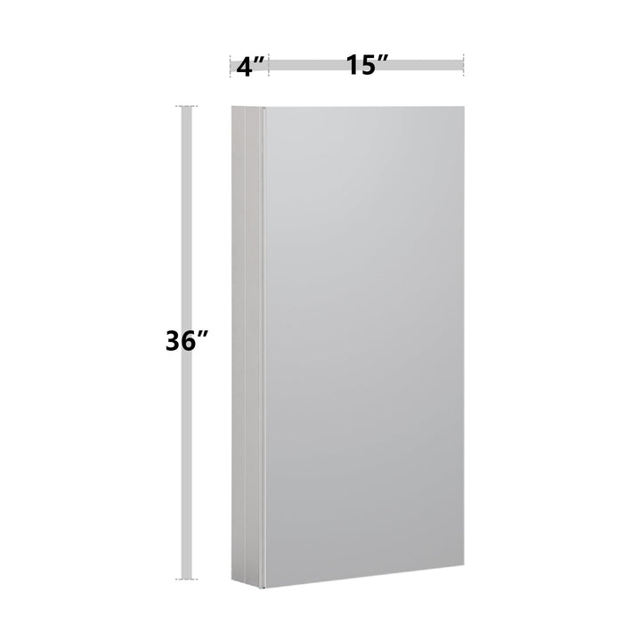 15 in. x 36 in. Frameless Recessed or Surface-Mount Beveled Single Mirror Bathroom Medicine Cabinet