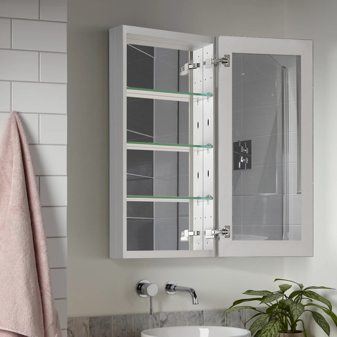 15 in. x 36 in. Frameless Recessed or Surface-Mount Beveled Single Mirror Bathroom Medicine Cabinet
