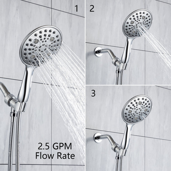 6-Spray Patterns Wall Mount 2.5 GPM 6 in. Wall Mount Handheld Shower Head