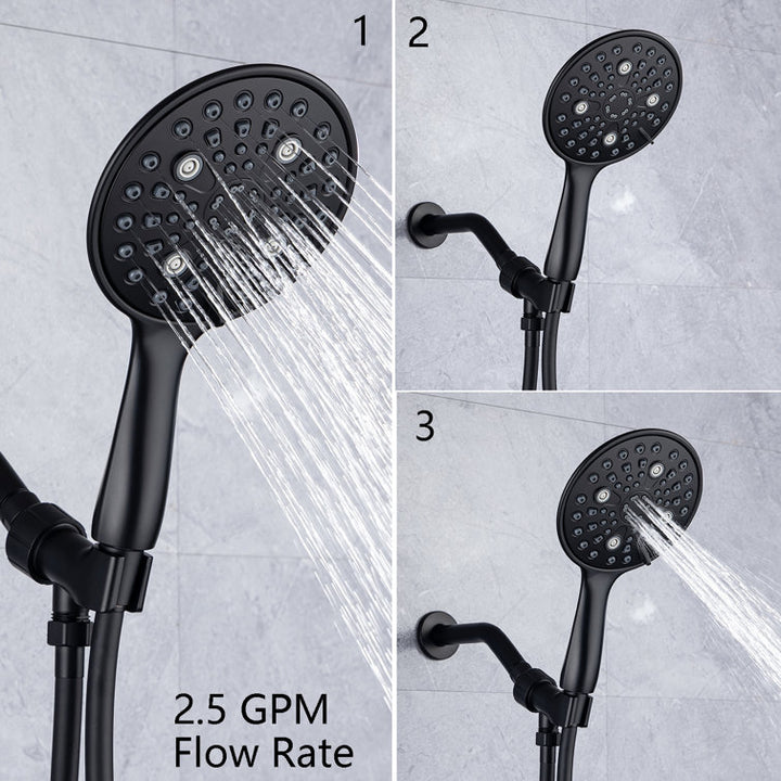 6-Spray Patterns Wall Mount 2.5 GPM 6 in. Wall Mount Handheld Shower Head