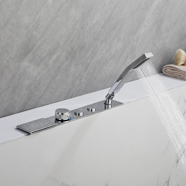 Tub Faucet Tub Filler Deck Mount Bathtub Faucets Brass Bathroom Faucets Hand Shower Chrome