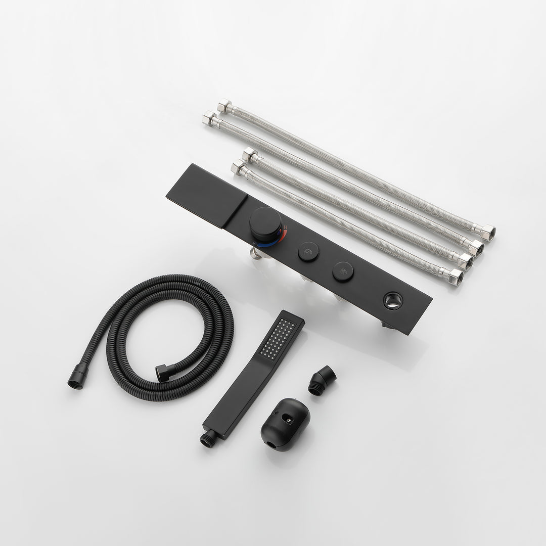 Tub Faucet Tub Filler Deck Mount Bathtub Faucets Brass Bathroom Faucets Hand Shower Matte Black