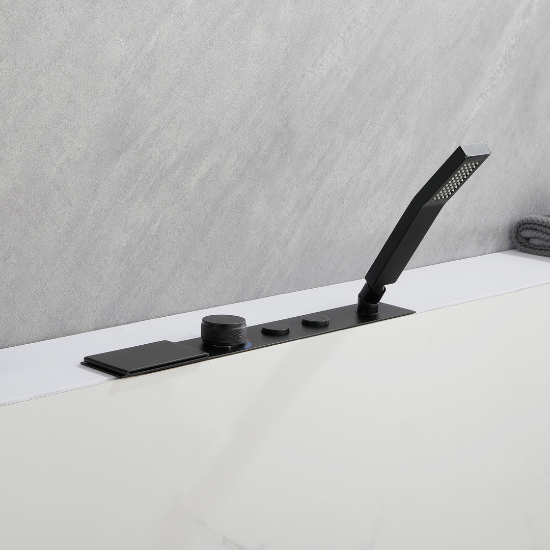 Tub Faucet Tub Filler Deck Mount Bathtub Faucets Brass Bathroom Faucets Hand Shower Matte Black