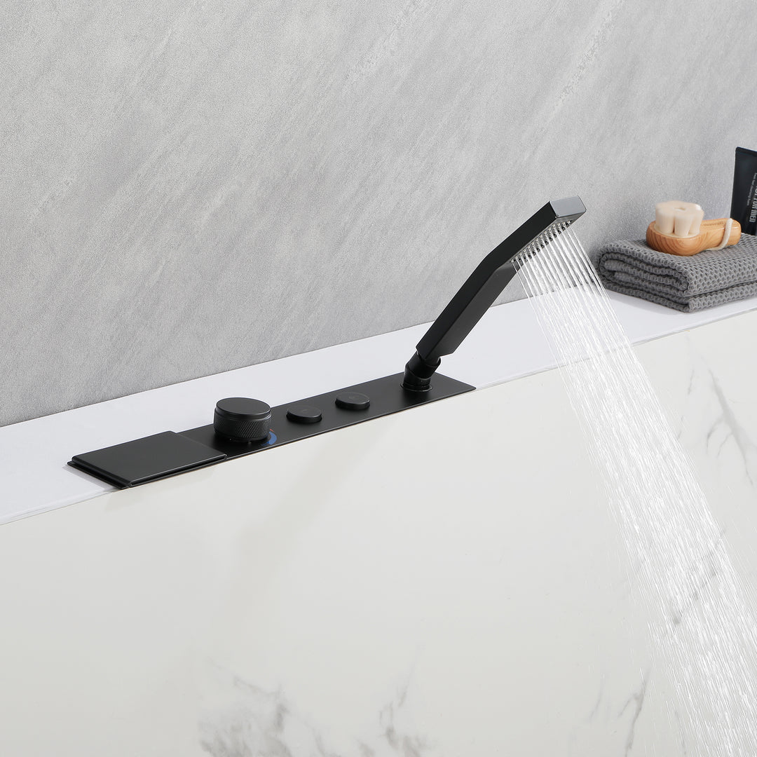 Tub Faucet Tub Filler Deck Mount Bathtub Faucets Brass Bathroom Faucets Hand Shower Matte Black