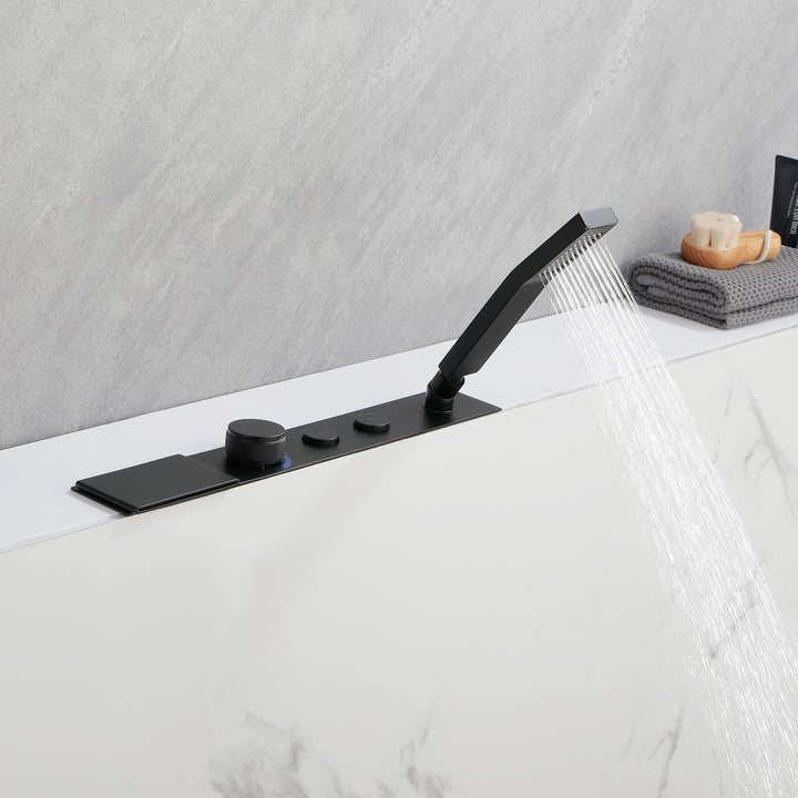 Tub Faucet Tub Filler Deck Mount Bathtub Faucets Brass Bathroom Faucets Hand Shower Matte Black