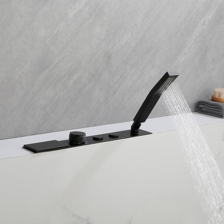 Tub Faucet Tub Filler Deck Mount Bathtub Faucets Brass Bathroom Faucets Hand Shower Matte Black