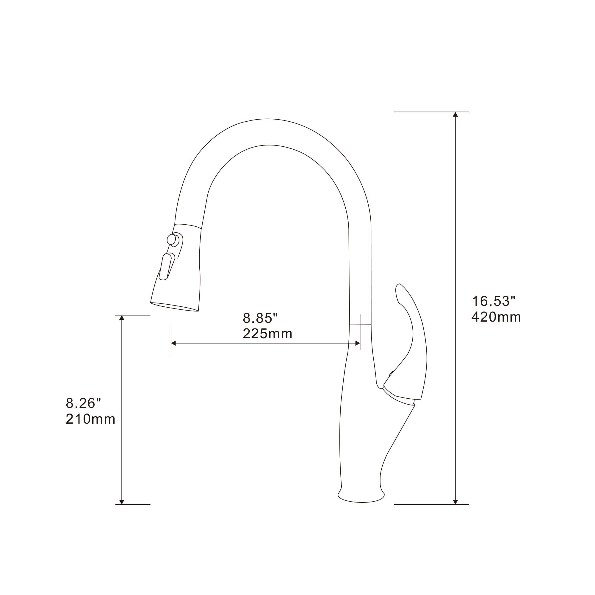 High Arc Single Handle Kitchen Sink Faucet with Pull Down Sprayer in Chrome