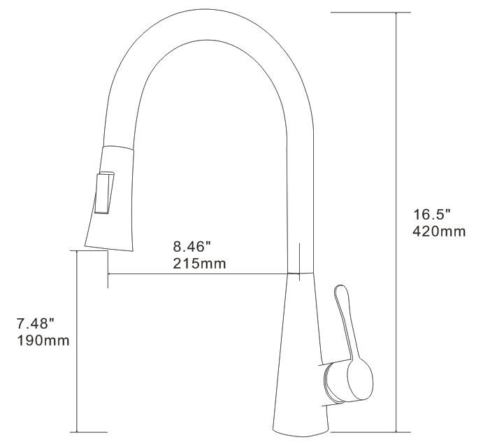 Kitchen Faucet with Pull Down Sprayer, High Arc Kitchen Sink Faucet, Pull Out Kitchen Faucet, Chrome