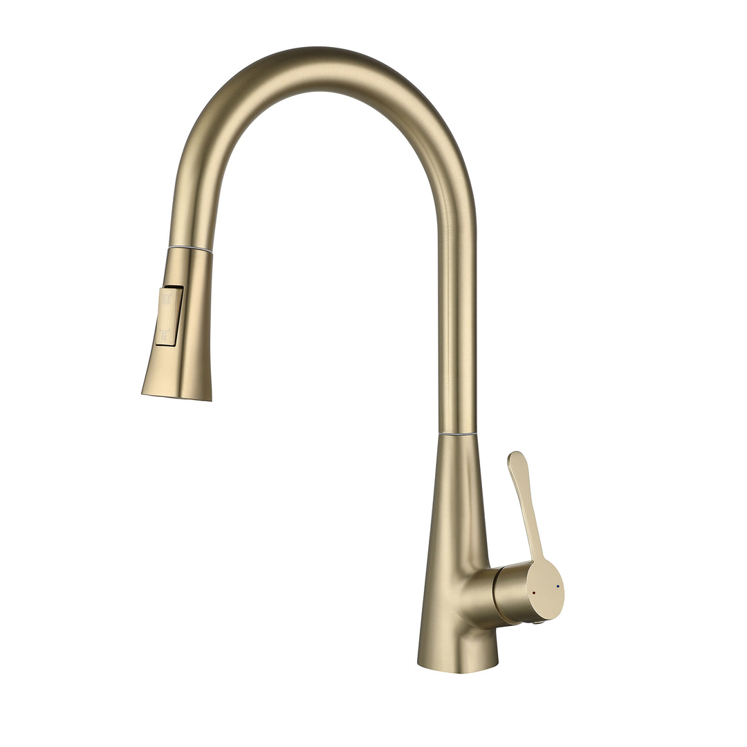 Kitchen Faucet with Pull Down Sprayer, High Arc Kitchen Sink Faucet, Pull Out Kitchen Faucet, Golden Brushed