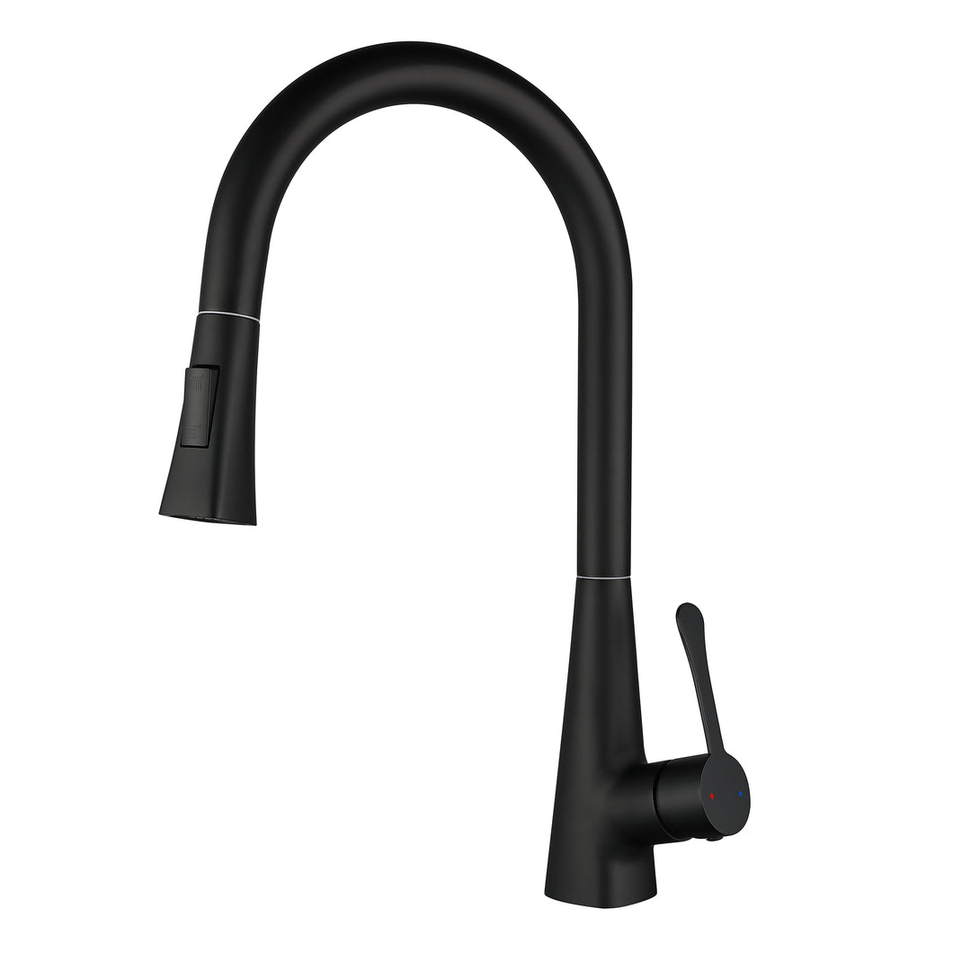 Kitchen Faucet with Pull Down Sprayer, High Arc Kitchen Sink Faucet, Pull Out Kitchen Faucet, Matte Black