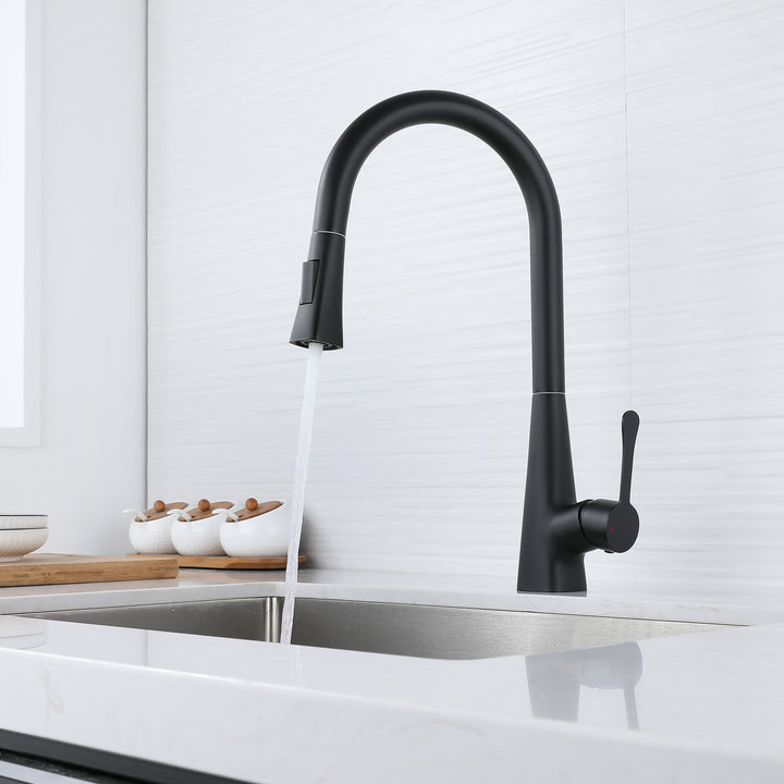 Kitchen Faucet with Pull Down Sprayer, High Arc Kitchen Sink Faucet, Pull Out Kitchen Faucet, Matte Black