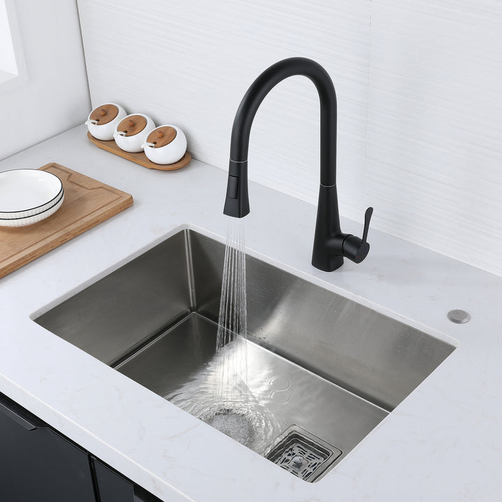 Kitchen Faucet with Pull Down Sprayer, High Arc Kitchen Sink Faucet, Pull Out Kitchen Faucet, Matte Black