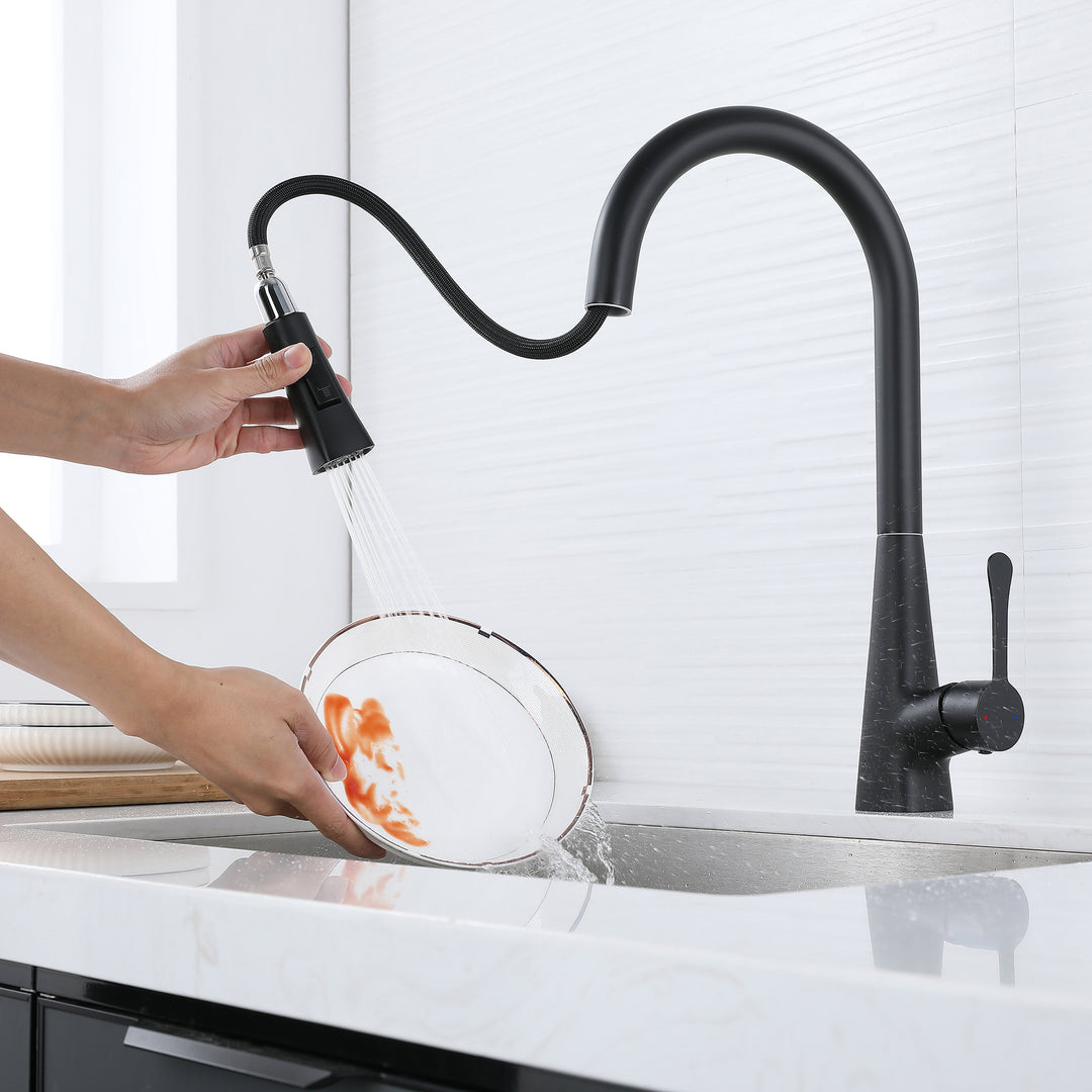 Kitchen Faucet with Pull Down Sprayer, High Arc Kitchen Sink Faucet, Pull Out Kitchen Faucet, Matte Black
