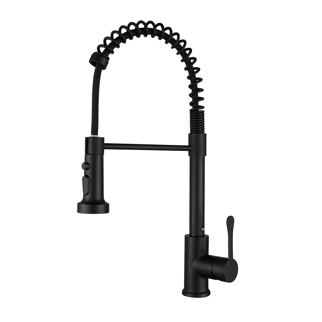 Kitchen Faucets with Pull Down Sprayer, Single Handle Kitchen Sink Faucets, Pull Out Spring Kitchen Faucet, Matte Black