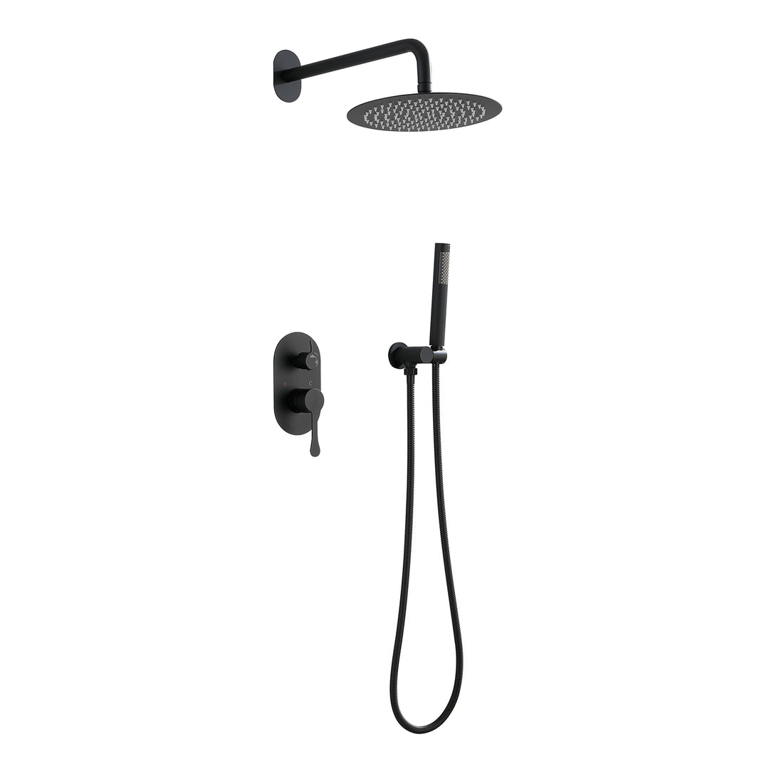 10 Inch Shower System Shower Combo Set Wall Mount Bathroom Faucets with Rainfall Shower Head and Hand Shower Matte Black