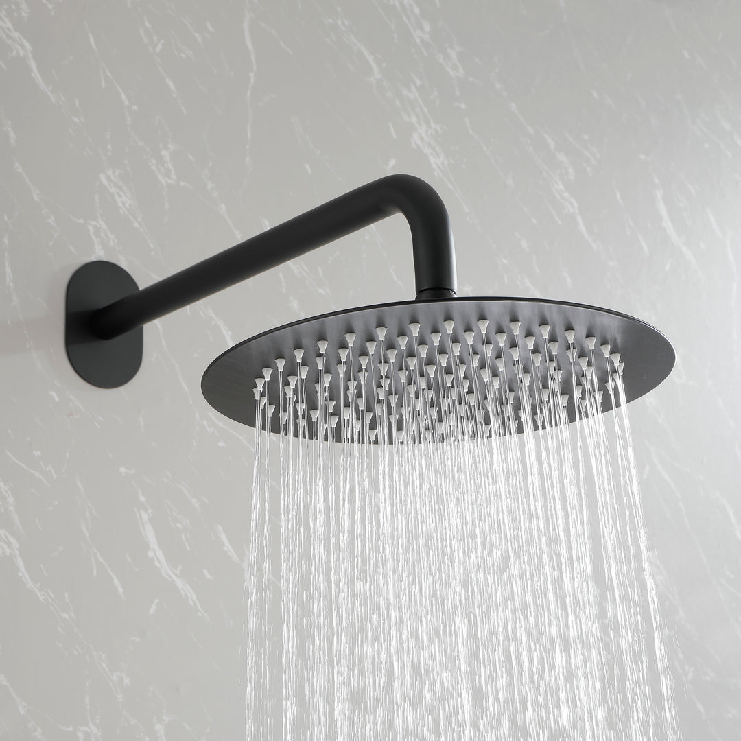 10 Inch Shower System Shower Combo Set Wall Mount Bathroom Faucets with Rainfall Shower Head and Hand Shower Matte Black