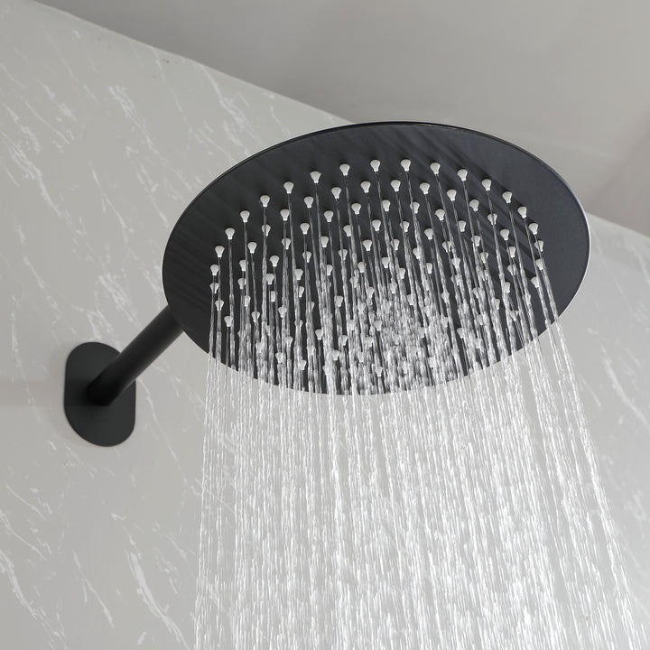 10 Inch Shower System Shower Combo Set Wall Mount Bathroom Faucets with Rainfall Shower Head and Hand Shower Matte Black