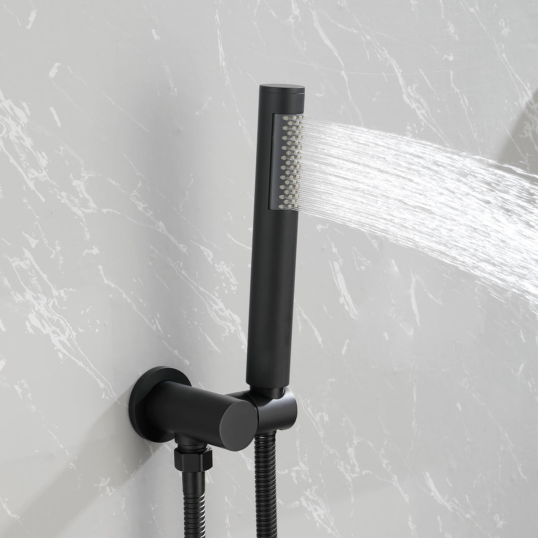 10 Inch Shower System Shower Combo Set Wall Mount Bathroom Faucets with Rainfall Shower Head and Hand Shower Matte Black