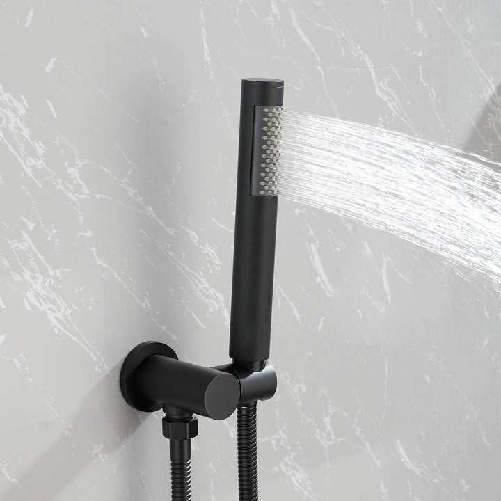 10 Inch Shower System Shower Combo Set Wall Mount Bathroom Faucets with Rainfall Shower Head and Hand Shower Matte Black