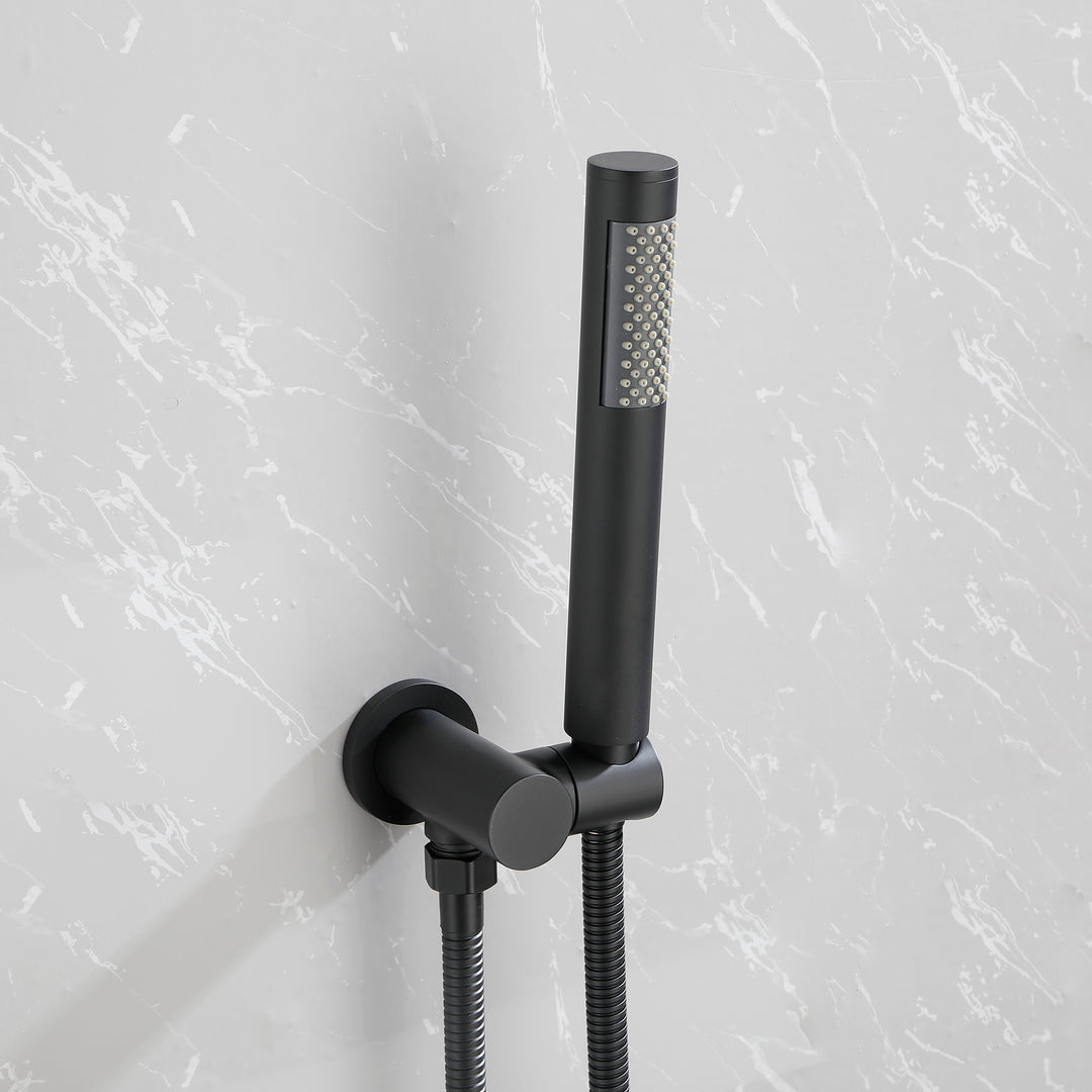10 Inch Shower System Shower Combo Set Wall Mount Bathroom Faucets with Rainfall Shower Head and Hand Shower Matte Black