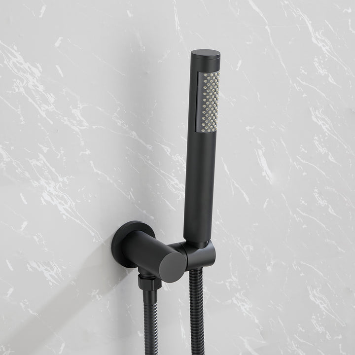 10 Inch Shower System Shower Combo Set Wall Mount Bathroom Faucets with Rainfall Shower Head and Hand Shower Matte Black