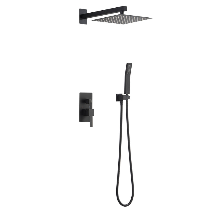 10 Inch Shower System, Bathroom Rain Shower Head with Handheld Combo Set, Wall Mounted Rainfall Shower Head Shower Faucet, Matte Black