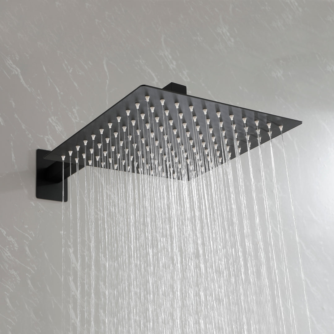 10 Inch Shower System, Bathroom Rain Shower Head with Handheld Combo Set, Wall Mounted Rainfall Shower Head Shower Faucet, Matte Black