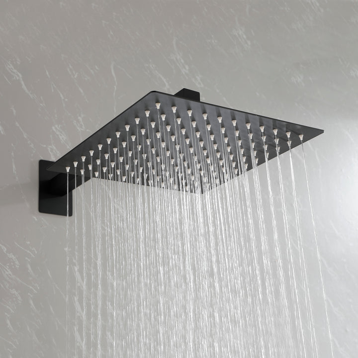 10 Inch Shower System, Bathroom Rain Shower Head with Handheld Combo Set, Wall Mounted Rainfall Shower Head Shower Faucet, Matte Black