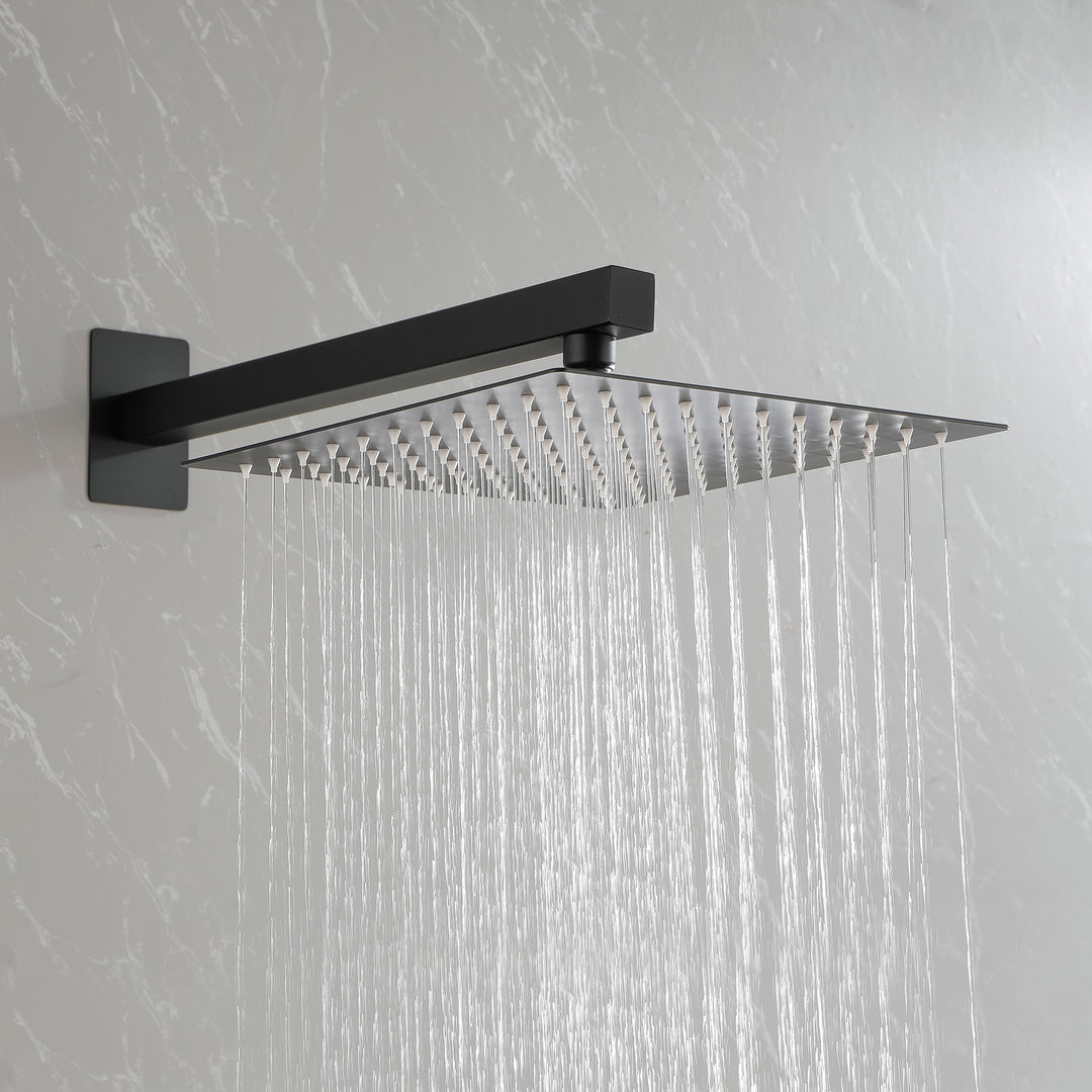 10 Inch Shower System, Bathroom Rain Shower Head with Handheld Combo Set, Wall Mounted Rainfall Shower Head Shower Faucet, Matte Black