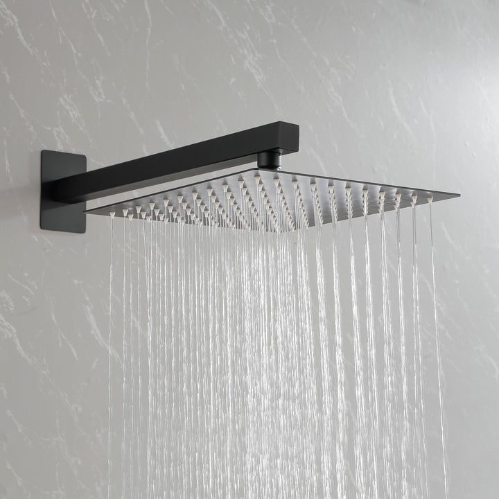 10 Inch Shower System, Bathroom Rain Shower Head with Handheld Combo Set, Wall Mounted Rainfall Shower Head Shower Faucet, Matte Black