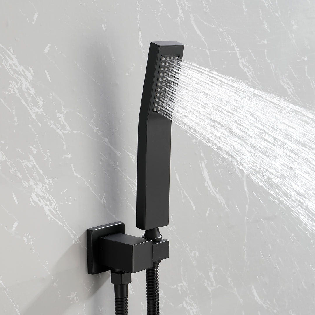 10 Inch Shower System, Bathroom Rain Shower Head with Handheld Combo Set, Wall Mounted Rainfall Shower Head Shower Faucet, Matte Black